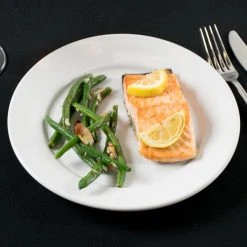 Acopa 9 5/8" Bright White Wide Rim Rolled Edge Stoneware Plate - 24/Case