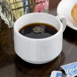 Acopa 7 Oz. Bright White Rolled Edge Stackable Stoneware Cup - 36/Case