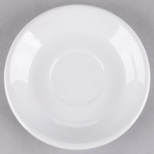 Acopa 5" Bright White Rolled Edge Demitasse Stoneware Saucer - 36/Case 2 Acopa 5" Bright White Rolled Edge Demitasse Stoneware Saucer - 36/Case - Image 2