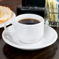 Acopa 3 Oz. Stackable Rolled Edge Bright White Stoneware Espresso Cup - 36/Case -Acopa Sales 1017809