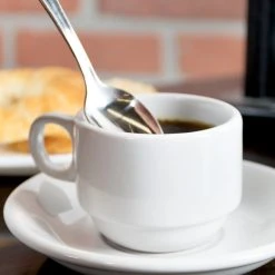 Acopa 3 Oz. Stackable Rolled Edge Bright White Stoneware Espresso Cup - 36/Case -Acopa Sales 1017810