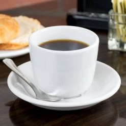 Acopa 4.5 Oz. Bright White Rolled Edge Chinese Asian Stoneware Tea Cup - 36/Case -Acopa Sales 1017866