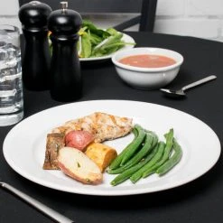 Acopa 11 1/4" Bright White Wide Rim Rolled Edge Stoneware Plate - 12/Case