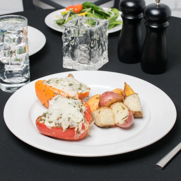 Acopa 12" Bright White Wide Rim Rolled Edge Stoneware Plate - 12/Case 1 Acopa 12" Bright White Wide Rim Rolled Edge Stoneware Plate - 12/Case