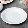 Acopa 6" Bright White Rolled Edge Stoneware Saucer - 36/Case