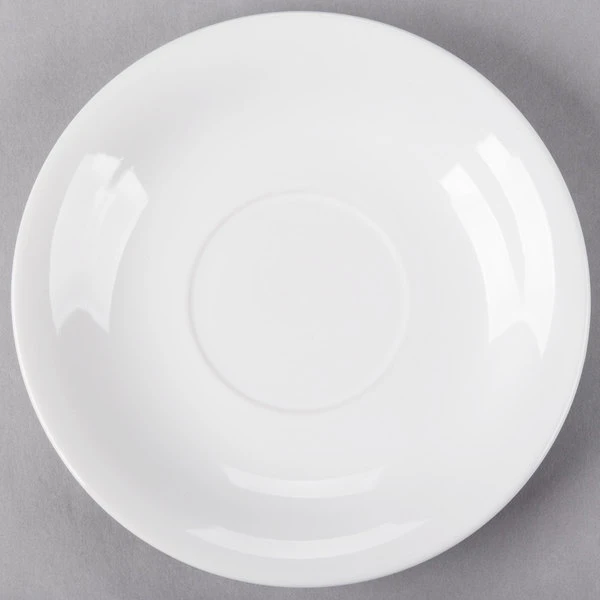 Acopa 6" Bright White Rolled Edge Stoneware Saucer - 36/Case 2 Acopa 6" Bright White Rolled Edge Stoneware Saucer - 36/Case - Image 2