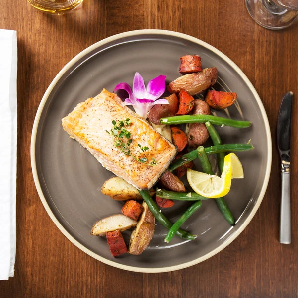 Chef & Sommelier FK943 Geode 10 3/4" Gray Stackable Dinner Plate By Arc Cardinal - 12/Case 5 Chef & Sommelier FK943 Geode 10 3/4" Gray Stackable Dinner Plate By Arc Cardinal - 12/Case - Image 5
