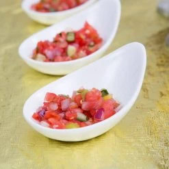 Acopa 2 Oz. Bright White Porcelain Slanted Appetizer / Tasting Spoon - 72/Case -Acopa Sales 1496124