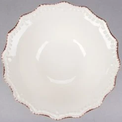 10 Strawberry Street OXFRD-CRM-3 Oxford 16 Oz. Brown Rim Cream Stoneware Salad Bowl - 24/Case -Acopa Sales 1511436