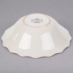 10 Strawberry Street OXFRD-CRM-3 Oxford 16 Oz. Brown Rim Cream Stoneware Salad Bowl - 24/Case -Acopa Sales 1511437