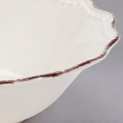 10 Strawberry Street OXFRD-CRM-3 Oxford 16 Oz. Brown Rim Cream Stoneware Salad Bowl - 24/Case -Acopa Sales 1511438