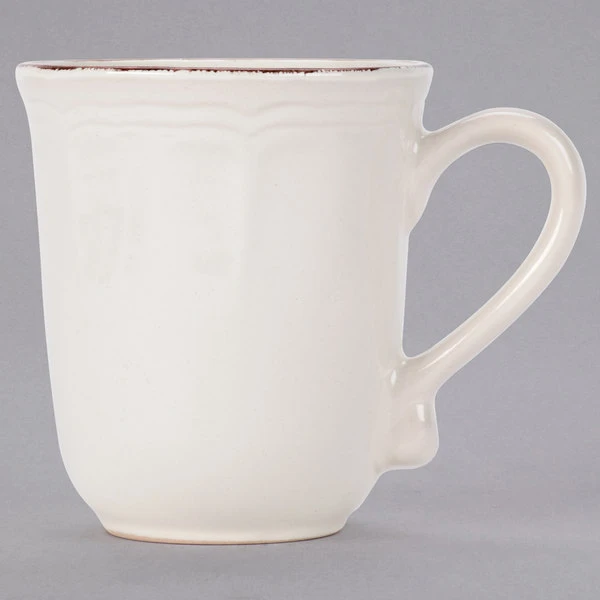 10 Strawberry Street OXFRD-CRM-28 Oxford 16 Oz. Brown Rim Cream Stoneware Mug - 24/Case 2 10 Strawberry Street OXFRD-CRM-28 Oxford 16 Oz. Brown Rim Cream Stoneware Mug - 24/Case - Image 2