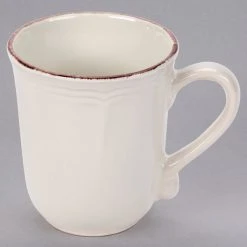 10 Strawberry Street OXFRD-CRM-28 Oxford 16 Oz. Brown Rim Cream Stoneware Mug - 24/Case 8 10 Strawberry Street OXFRD-CRM-28 Oxford 16 Oz. Brown Rim Cream Stoneware Mug - 24/Case -Acopa Sales 1511454