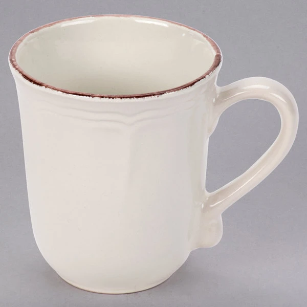 10 Strawberry Street OXFRD-CRM-28 Oxford 16 Oz. Brown Rim Cream Stoneware Mug - 24/Case 3 10 Strawberry Street OXFRD-CRM-28 Oxford 16 Oz. Brown Rim Cream Stoneware Mug - 24/Case - Image 3