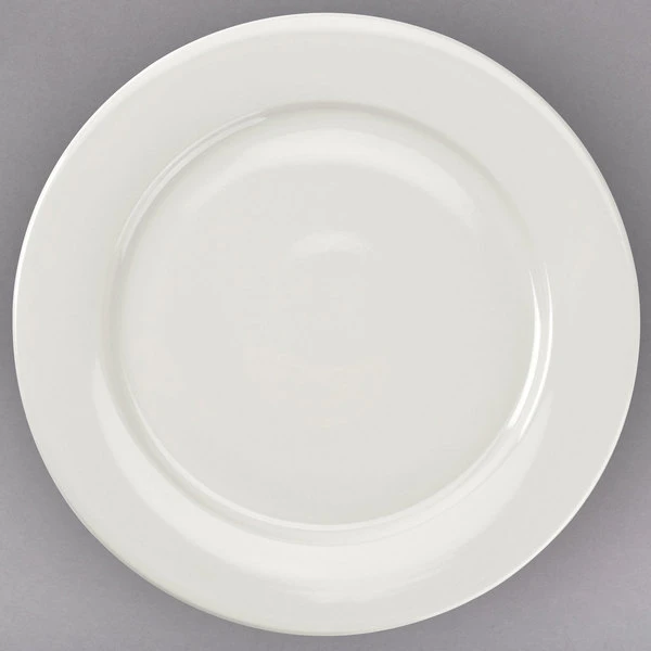 Acopa 12" Ivory (American White) Wide Rim Rolled Edge Stoneware Plate - 12/Case 2 Acopa 12" Ivory (American White) Wide Rim Rolled Edge Stoneware Plate - 12/Case - Image 2