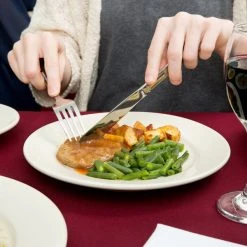 Acopa 9" Ivory (American White) Wide Rim Rolled Edge Stoneware Plate - 12/Pack