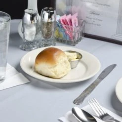 Acopa 7 1/8" Ivory (American White) Wide Rim Rolled Edge Stoneware Plate - 12/Pack