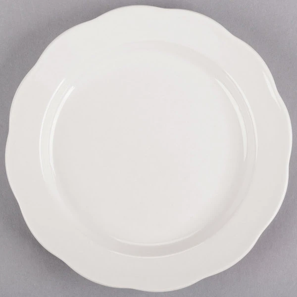 Acopa 7 3/8" Ivory (American White) Scalloped Edge Stoneware Plate - 36/Case 2 Acopa 7 3/8" Ivory (American White) Scalloped Edge Stoneware Plate - 36/Case - Image 2