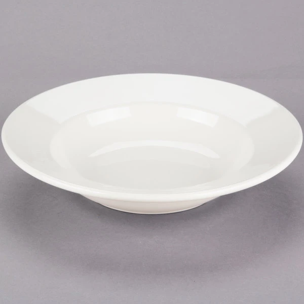 Acopa 10 Oz. Ivory (American White) Wide Rim Rolled Edge Stoneware Soup Bowl - 24/Case 2 Acopa 10 Oz. Ivory (American White) Wide Rim Rolled Edge Stoneware Soup Bowl - 24/Case - Image 2
