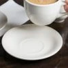 Acopa 6" Ivory (American White) Rolled Edge Stoneware Saucer - 6/Pack