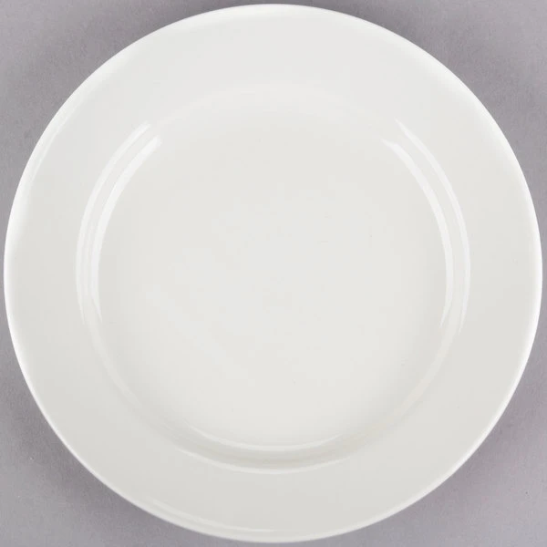 Acopa 8 1/4" Ivory (American White) Wide Rim Rolled Edge Stoneware Plate - 36/Case 2 Acopa 8 1/4" Ivory (American White) Wide Rim Rolled Edge Stoneware Plate - 36/Case - Image 2