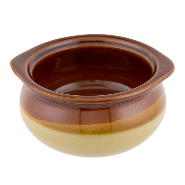 Acopa 12 Oz. Brown And Ivory Stoneware Onion Soup Crock / Bowl - 24/Case 2 Acopa 12 Oz. Brown And Ivory Stoneware Onion Soup Crock / Bowl - 24/Case - Image 2
