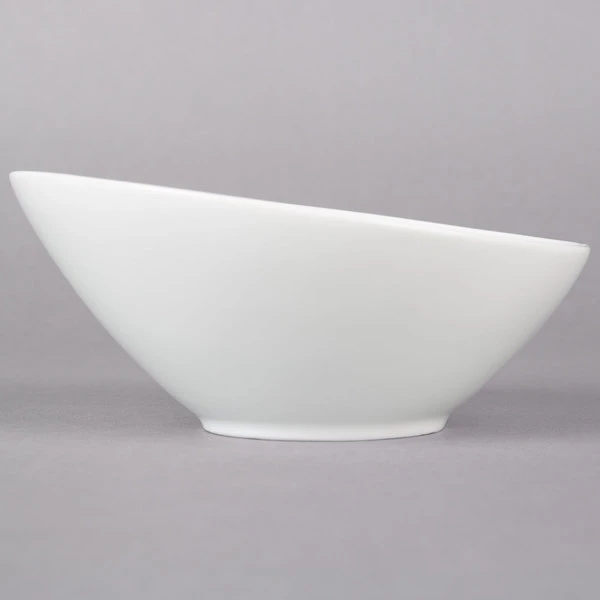 Acopa 8 Oz. Bright White Slanted Porcelain Bowl - 12/Pack 3 Acopa 8 Oz. Bright White Slanted Porcelain Bowl - 12/Pack - Image 3