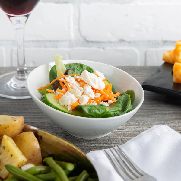 Acopa 8 Oz. Bright White Slanted Porcelain Bowl - 12/Pack 1 Acopa 8 Oz. Bright White Slanted Porcelain Bowl - 12/Pack