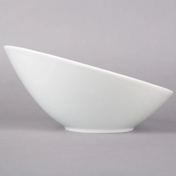 Acopa 20 Oz. Bright White Slanted Porcelain Bowl - 6/Pack 3 Acopa 20 Oz. Bright White Slanted Porcelain Bowl - 6/Pack - Image 3