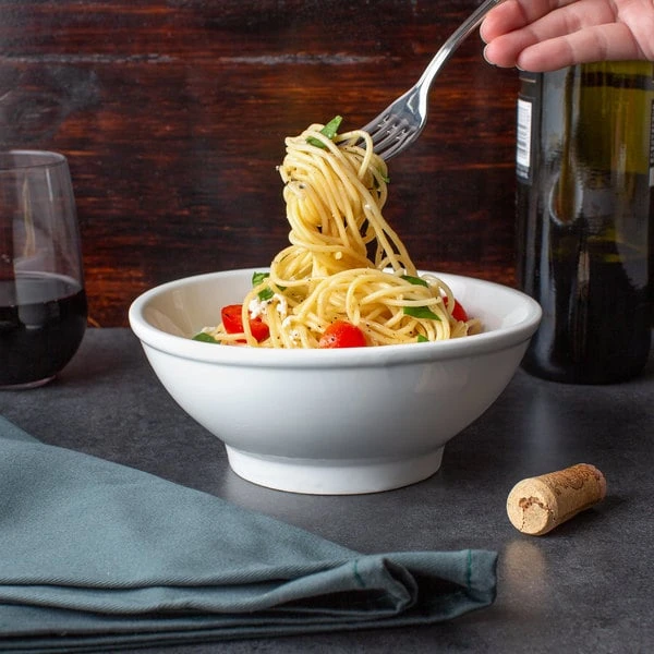 Acopa 25 Oz. Bright White Porcelain Menudo / Pasta / Salad Bowl - 12/Case 4 Acopa 25 Oz. Bright White Porcelain Menudo / Pasta / Salad Bowl - 12/Case - Image 4