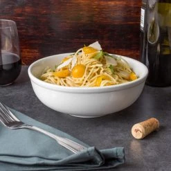 Acopa 35 Oz. Bright White Porcelain Menudo / Pasta / Salad Bowl - 12/Case