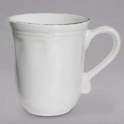 10 Strawberry Street OXFRD-28 Oxford 16 Oz. Silver/Metallic Rim White Stoneware Mug - 24/Case
