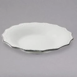 10 Strawberry Street OXFRD-3 Oxford 16 Oz. Silver/Metallic Rim White Stoneware Salad Bowl - 24/Case