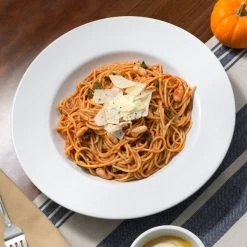 Acopa 16 Oz. Bright White Wide Rim Rolled Edge Rim Stoneware Soup And Pasta Bowl - 12/Case