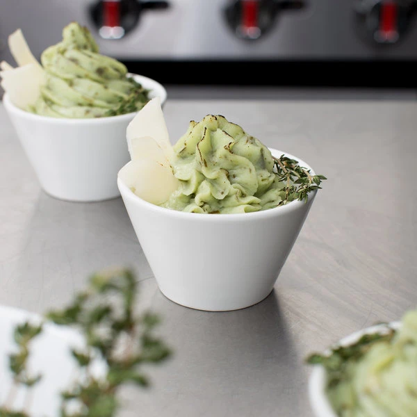 Acopa 4 Oz. Bright White Tapered China Sauce Cup - 48/Case 1 Acopa 4 Oz. Bright White Tapered China Sauce Cup - 48/Case