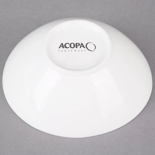 Acopa 8 Oz. Bright White Slanted Porcelain Bowl - 12/Pack 4 Acopa 8 Oz. Bright White Slanted Porcelain Bowl - 12/Pack - Image 4