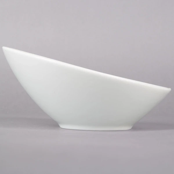 Acopa 13 Oz. Bright White Slanted Porcelain Bowl - 24/Case 3 Acopa 13 Oz. Bright White Slanted Porcelain Bowl - 24/Case - Image 3