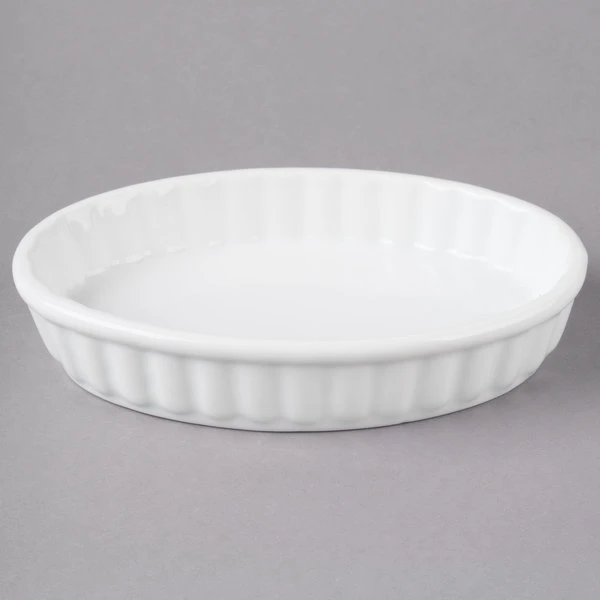 Acopa 6 Oz. Oval Bright White Fluted Porcelain Souffle / Creme Brulee Dish - 12/Pack 2 Acopa 6 Oz. Oval Bright White Fluted Porcelain Souffle / Creme Brulee Dish - 12/Pack - Image 2