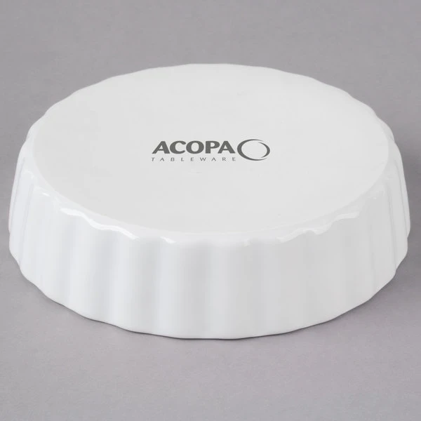 Acopa 8 Oz. Round Bright White Fluted Porcelain Souffle / Creme Brulee Dish - 12/Pack 3 Acopa 8 Oz. Round Bright White Fluted Porcelain Souffle / Creme Brulee Dish - 12/Pack - Image 3