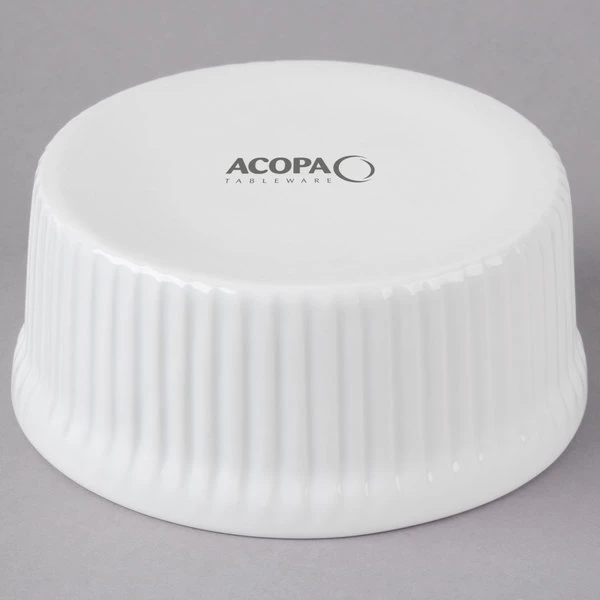 Acopa 10 Oz. Round Bright White Fluted Porcelain Souffle / Creme Brulee Dish - 12/Pack 3 Acopa 10 Oz. Round Bright White Fluted Porcelain Souffle / Creme Brulee Dish - 12/Pack - Image 3