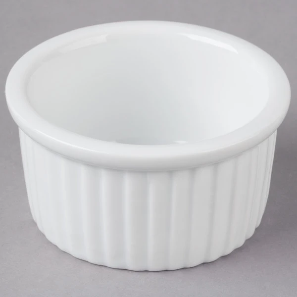 Acopa 2.5 Oz. Bright White Fluted Porcelain Ramekin - 12/Pack 2 Acopa 2.5 Oz. Bright White Fluted Porcelain Ramekin - 12/Pack - Image 2