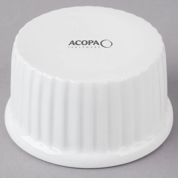 Acopa 2.5 Oz. Bright White Fluted Porcelain Ramekin - 12/Pack 3 Acopa 2.5 Oz. Bright White Fluted Porcelain Ramekin - 12/Pack - Image 3