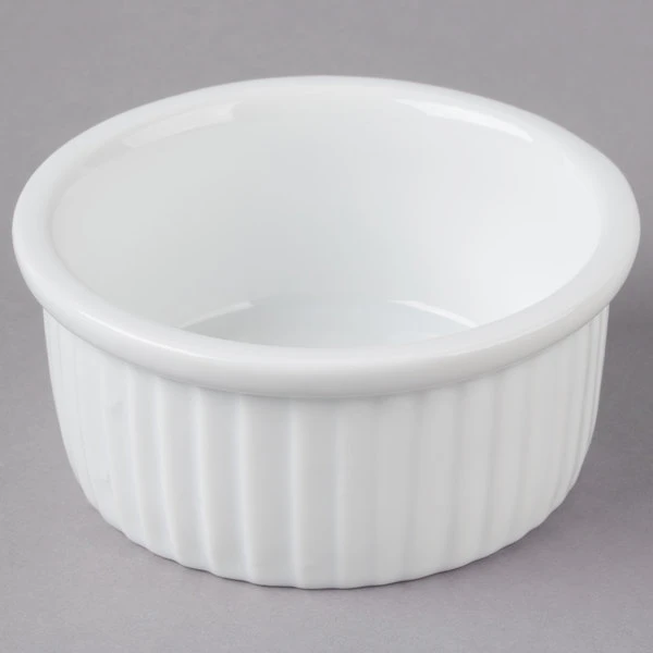 Acopa 4.5 Oz. Bright White Fluted Porcelain Ramekin - 12/Pack 2 Acopa 4.5 Oz. Bright White Fluted Porcelain Ramekin - 12/Pack - Image 2