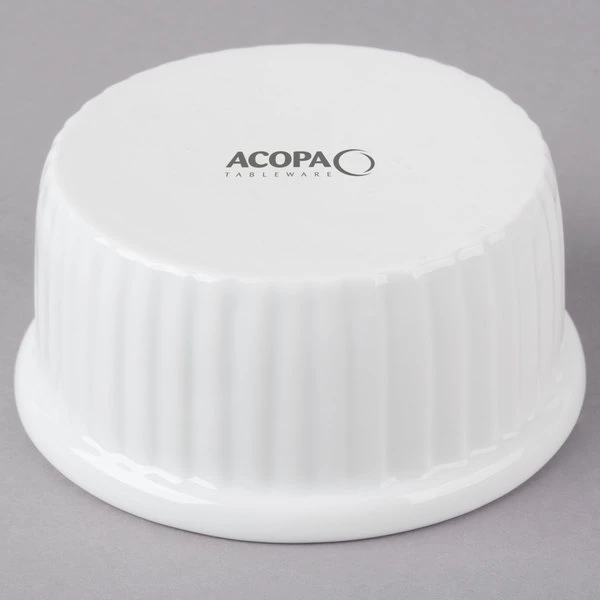 Acopa 4.5 Oz. Bright White Fluted Porcelain Ramekin - 12/Pack 3 Acopa 4.5 Oz. Bright White Fluted Porcelain Ramekin - 12/Pack - Image 3