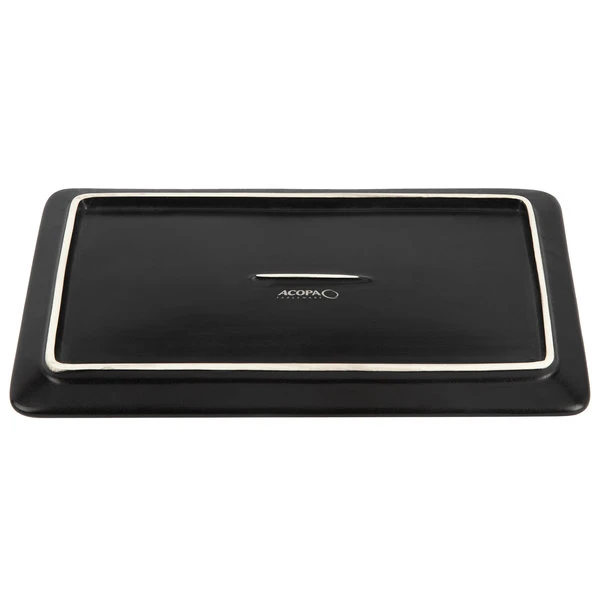 Acopa 10" X 5 3/4" Rectangular Matte Black Stoneware Flat Plate - 12/Case 3 Acopa 10" X 5 3/4" Rectangular Matte Black Stoneware Flat Plate - 12/Case - Image 3