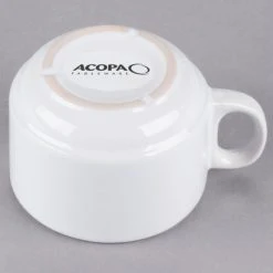 Acopa 7 Oz. Bright White Rolled Edge Stackable Stoneware Cup - 36/Case -Acopa Sales 1783183