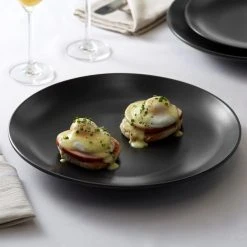 Acopa 12 1/4" Matte Black Stoneware Coupe Plate - 12/Case