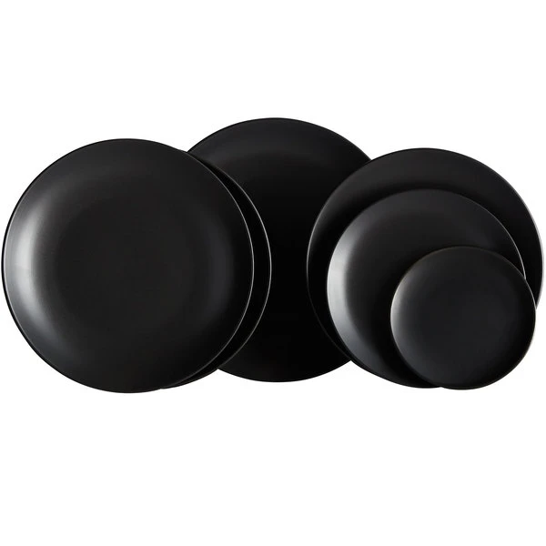 Acopa 10 1/2" Matte Black Stoneware Coupe Plate - 12/Case 5 Acopa 10 1/2" Matte Black Stoneware Coupe Plate - 12/Case - Image 5
