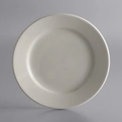 World Tableware PWC-8 Princess White 9" Ultima Cream White Round Rolled Edge Stoneware Plate - 24/Case