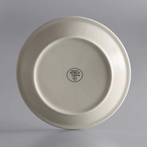 World Tableware NR-6 Kingsmen White 6 1/2" Ultima Cream White Narrow Rim Round Stoneware Plate - 36/Case 2 World Tableware NR-6 Kingsmen White 6 1/2" Ultima Cream White Narrow Rim Round Stoneware Plate - 36/Case - Image 2